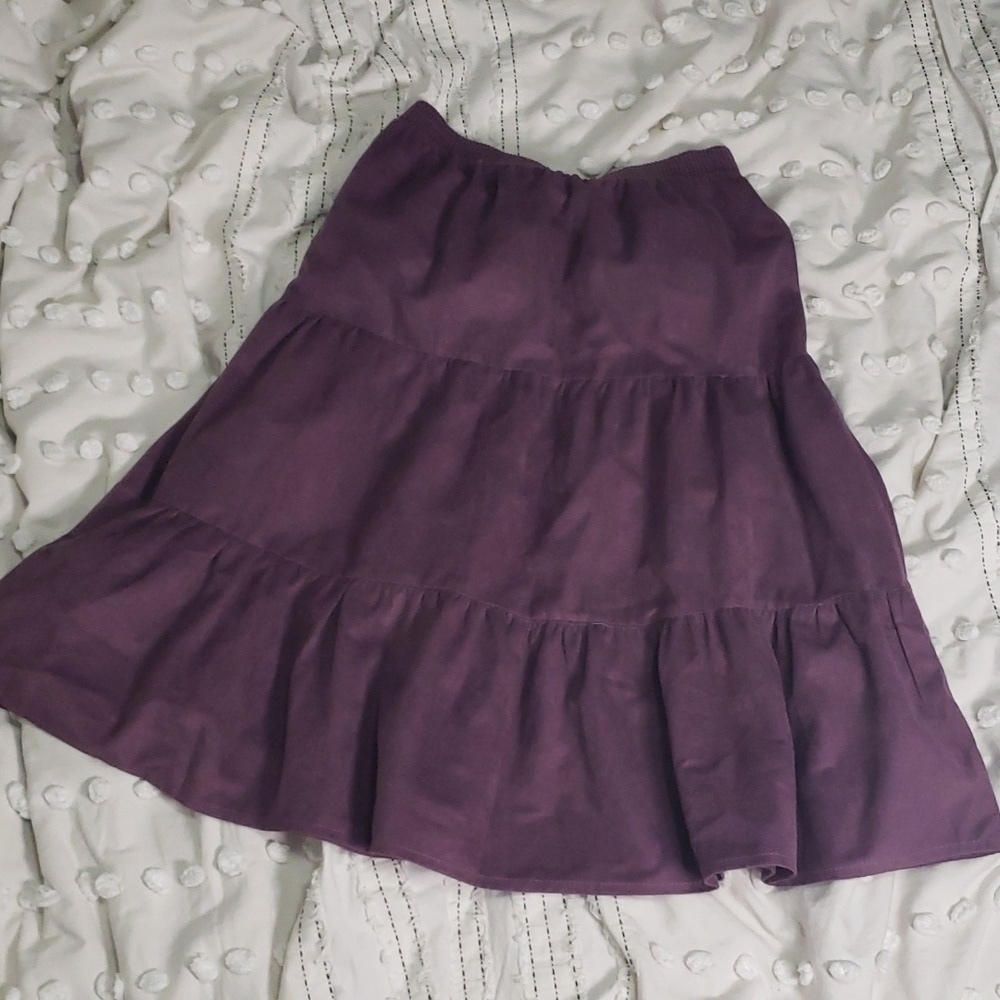 Vintage 80s/90 faux suede pirple 2 tier skirt small